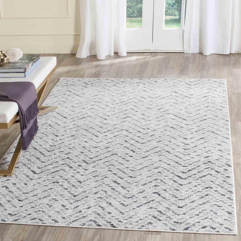 Ivory Rectangular Hand-knotted Synthetic Area Rug, 5'1" x 7'6"