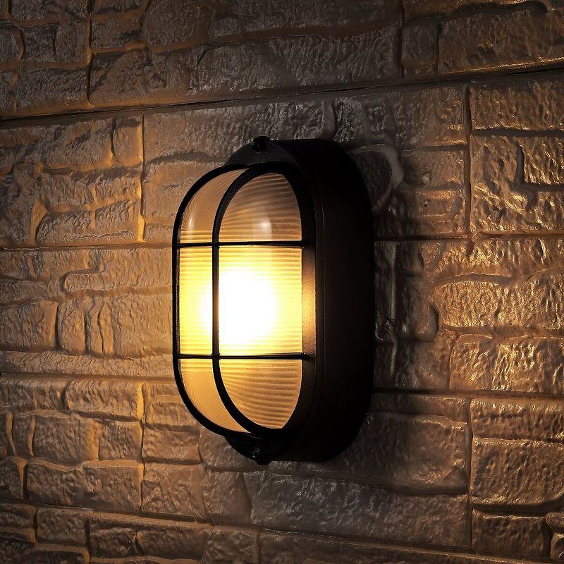 Elora Outdoor Wall Sconce Lights (Set of 2) - Textured Black - Safavieh.