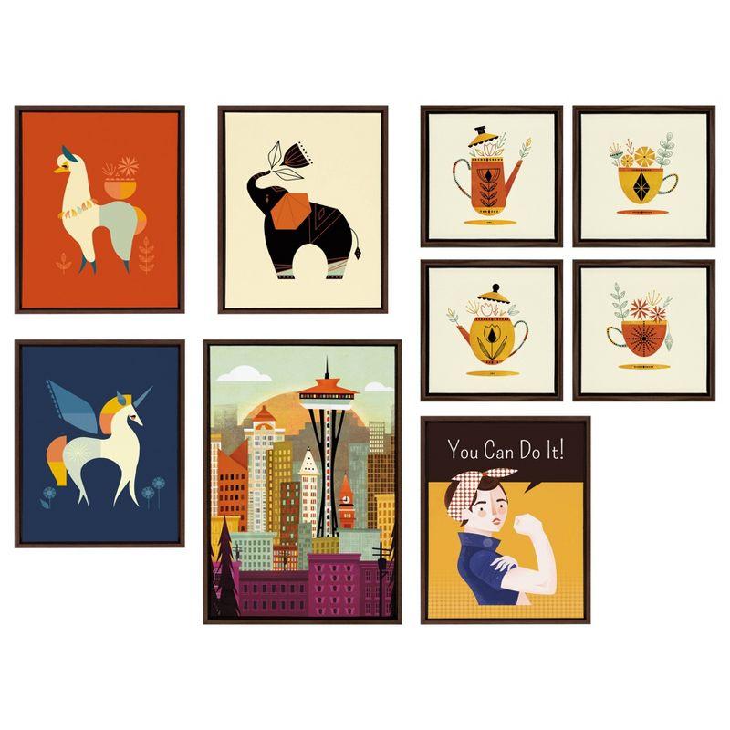 23" x 33" Sylvie Seattle Skyline Framed Canvas Wall Art by Amber Leaders Brown - Kate and Laurel