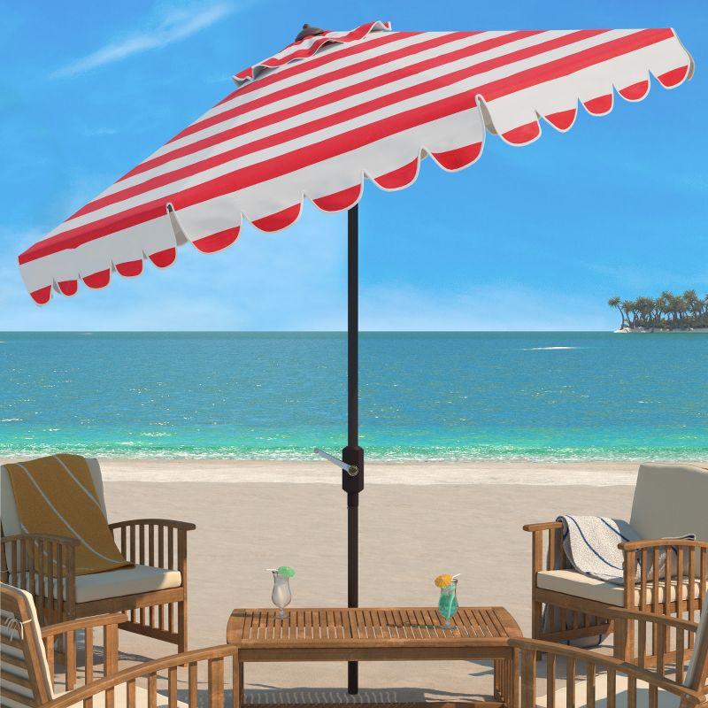 Maui Red and White Striped 9Ft Crank Tilt Patio Umbrella