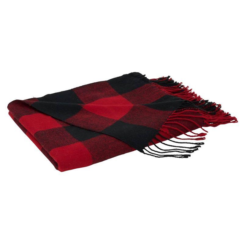 Buffalo Plaid Check Pattern with Tassel Trim Throw Blanket - Saro Lifestyle