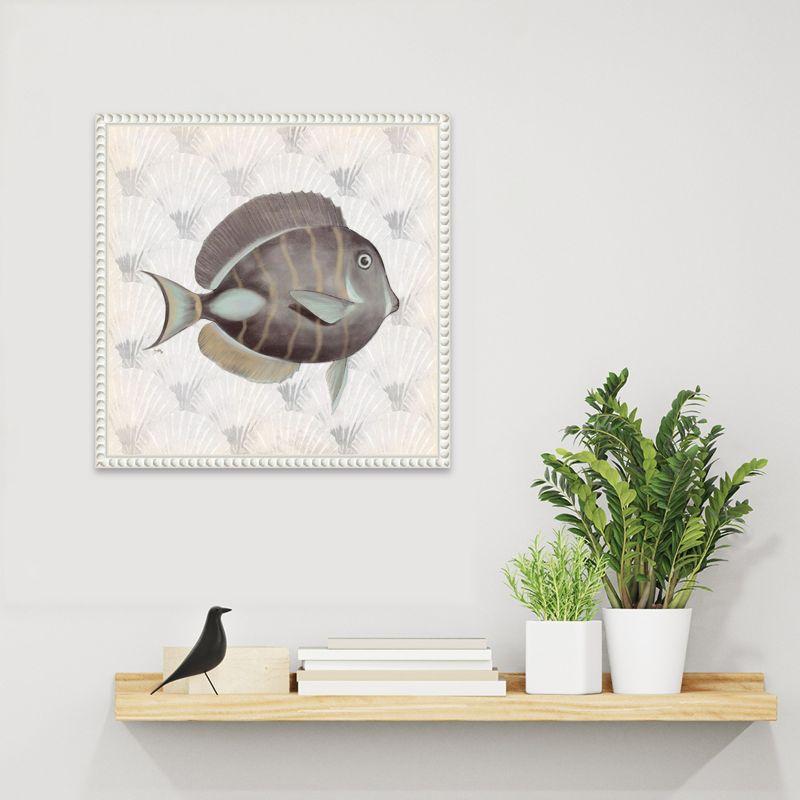 Amanti Art Neutral Vintage Fish II by Elizabeth Medley Canvas Wall Art Print Framed 16 x 16-in.