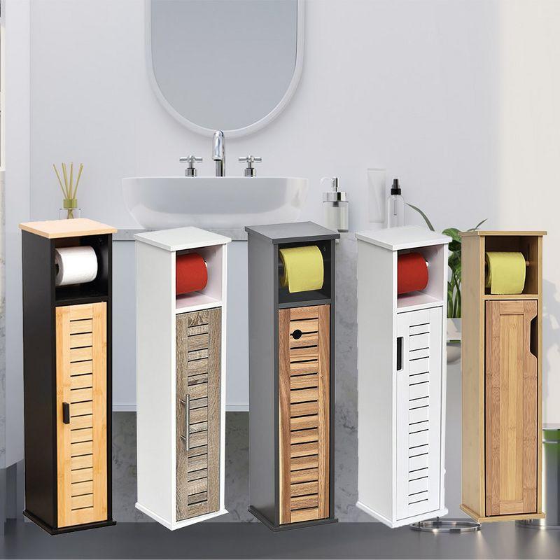 Evideco Compact Toilet Paper Storage Cabinet with Dispenser, Holds Up to 6 Rolls, Brown and Gray - Elements Collection 9912671