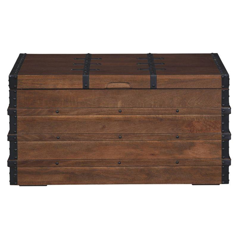 Kettleby Storage Trunk Brown - Signature Design by Ashley: Vintage-Inspired, Coffee Table, Farmhouse Decor