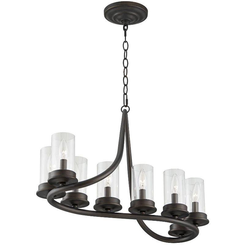 Franklin Iron Works Heritage Bronze Linear Pendant Chandelier 29 3/4" Wide Farmhouse Rustic Glass Shade 8-Light Fixture for Dining Room Kitchen Island