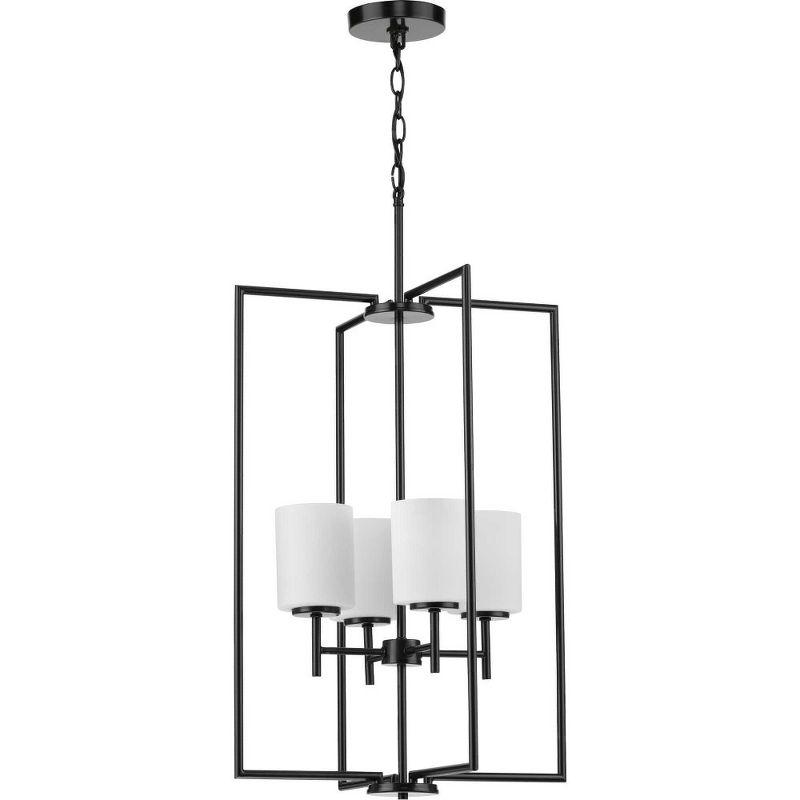 Progress Lighting Replay 4-Light Foyer Pendant, Brushed Nickel, Etched Glass Shades Collection: Replay, 4-Light Foyer Pendant, Brushed Nickel, Etched