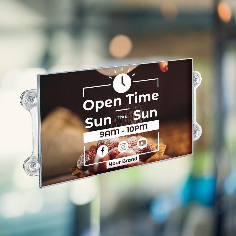 Azar Displays Clear Acrylic Window/Door Sign Holder Frame with Suction Cups 17''W x 11''H, 2-Pack (Set of 2)