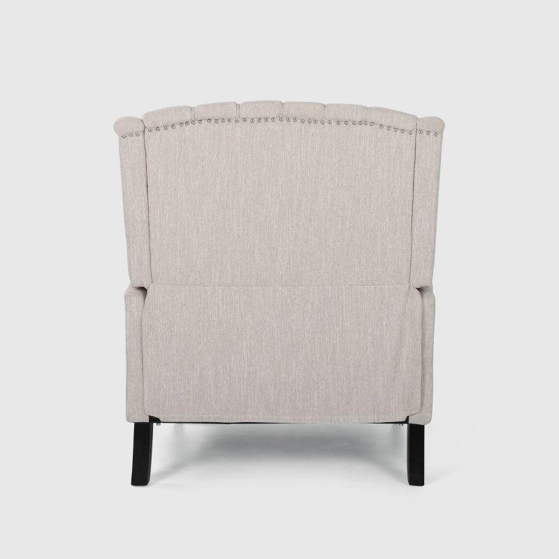GDFStudio Dunham Contemporary Fabric Upholstered Tufted Oversized Push Back Recliner, Beige