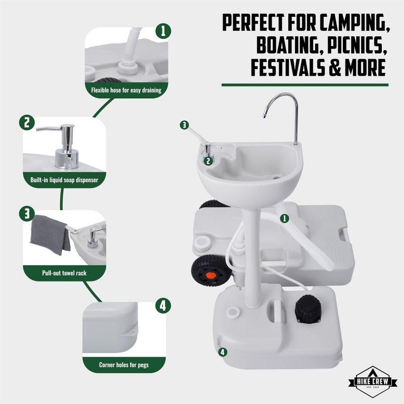 Hike Crew Portable Sink & Waste Tank, Portable Hand Washing Station W/4.5 Gal Capacity & 8 Gal Tank