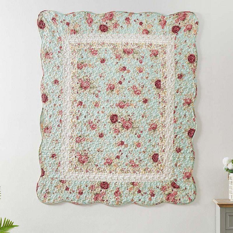 Antique Rose Quilted Reversible Cotton Throw