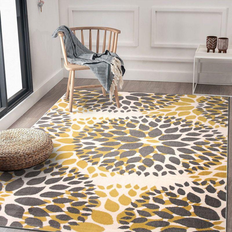 World Rug Gallery Modern Floral Circles Yellow 3'1" x 5' Area Rug