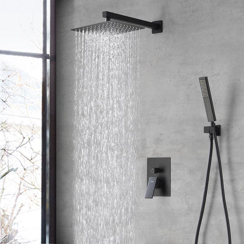 12in. Rain Shower Head System with Bath Tub Faucet Set and Handheld in Matte Black