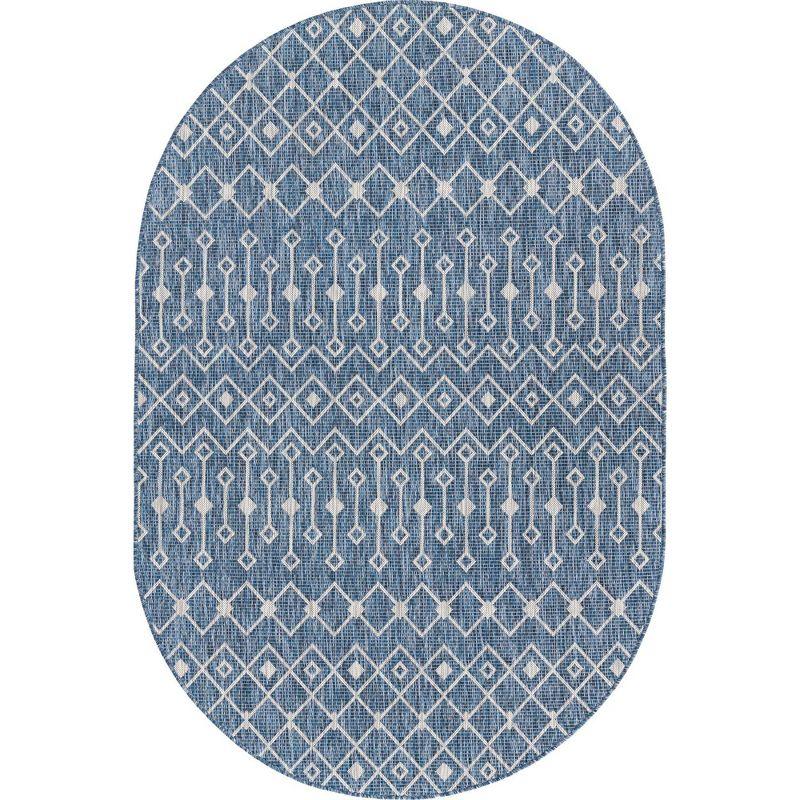 Unique Loom 5' 0 x 8' 0 Oval Indoor/Outdoor Trellis Blue Area Rug