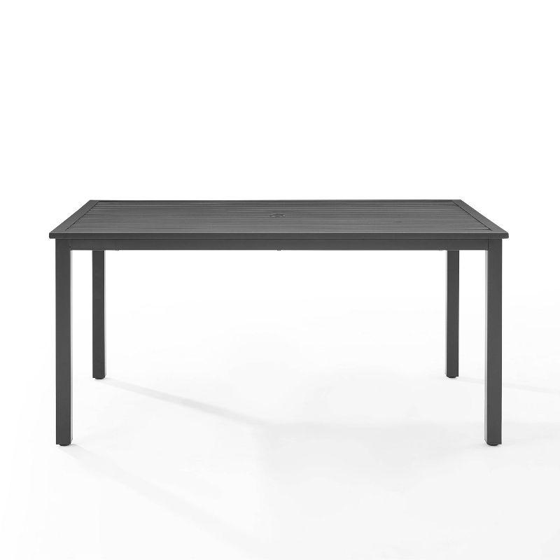 Gray Matte Steel Rectangular Outdoor Dining Table with Umbrella Hole