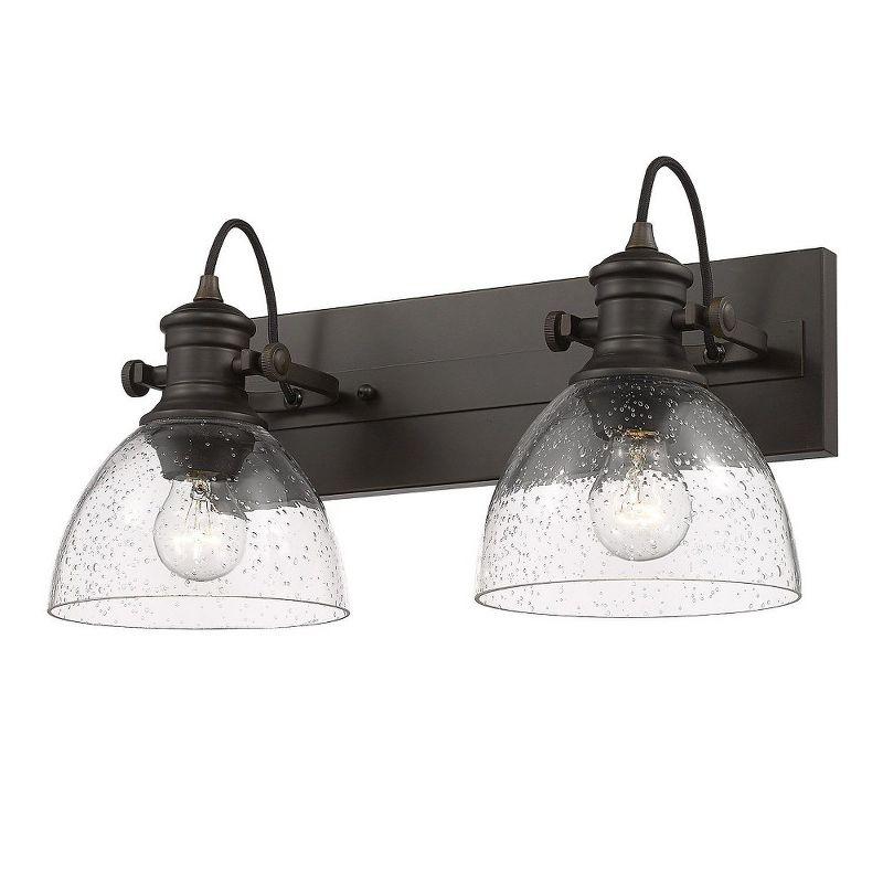 Golden Lighting Hines 2-Light Semi-flush in Rubbed Bronze with Seeded Glass