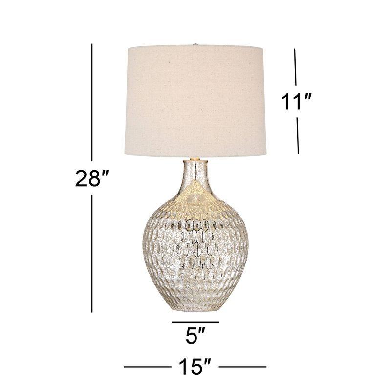 360 Lighting Waylon Modern Table Lamp 28" Tall Textured Mercury Glass Off White Tapered Drum Shade for Bedroom Living Room Bedside Nightstand Office