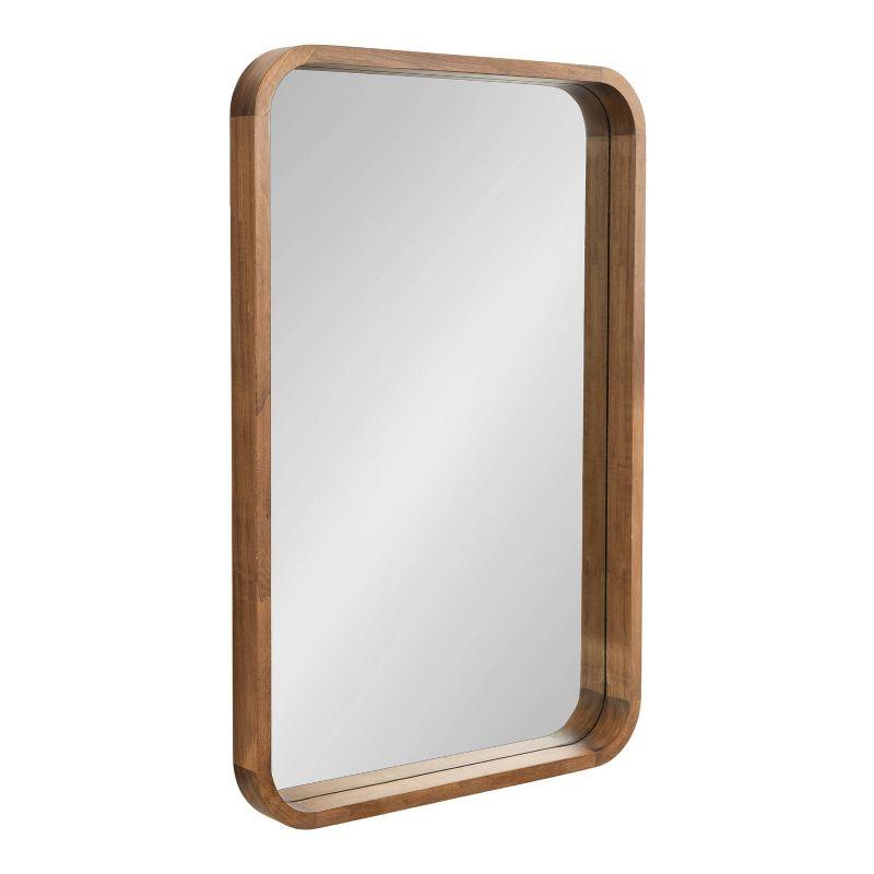 Rustic Brown Solid Wood Rounded Rectangle Vanity Mirror