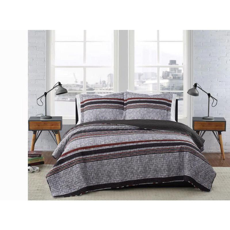 London Fog Warren Stripe Quilt Set