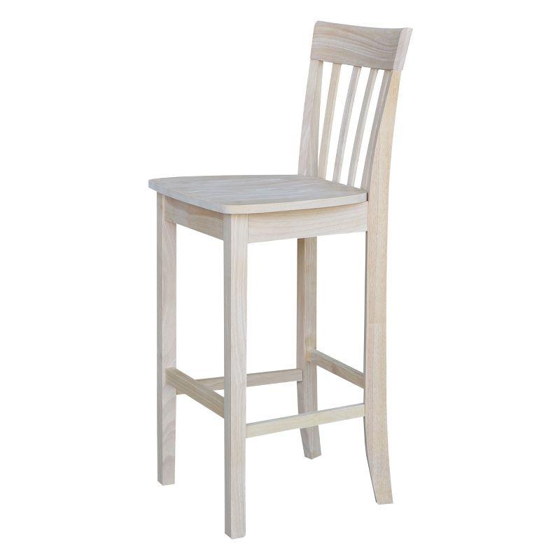 Solid Parawood Slatback Barstool 46" Unfinished Traditional Design