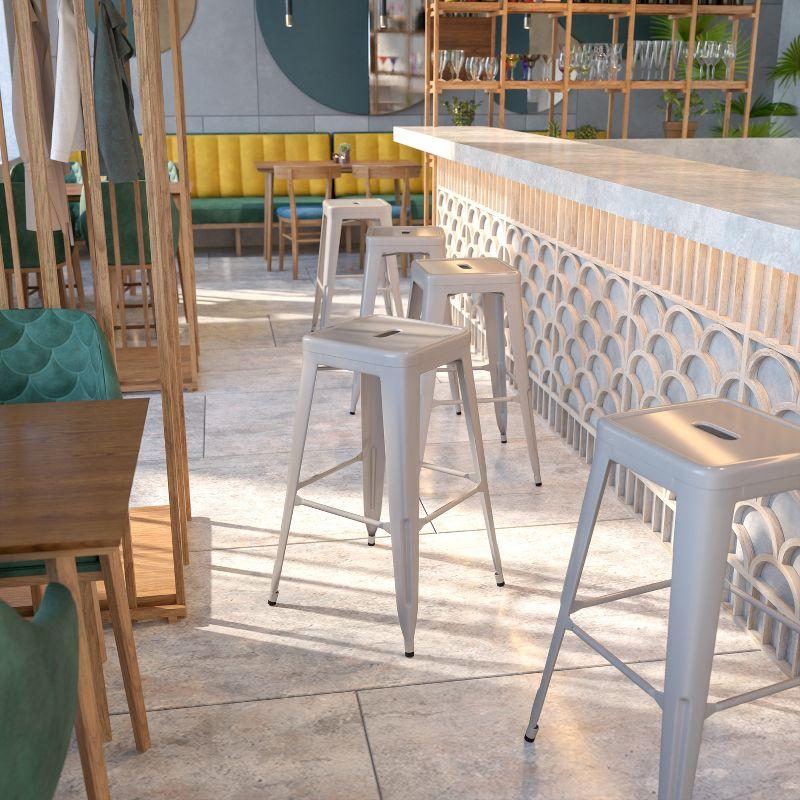 Flash Furniture Commercial Grade 30" High Backless Metal Indoor-Outdoor Barstool with Square Seat