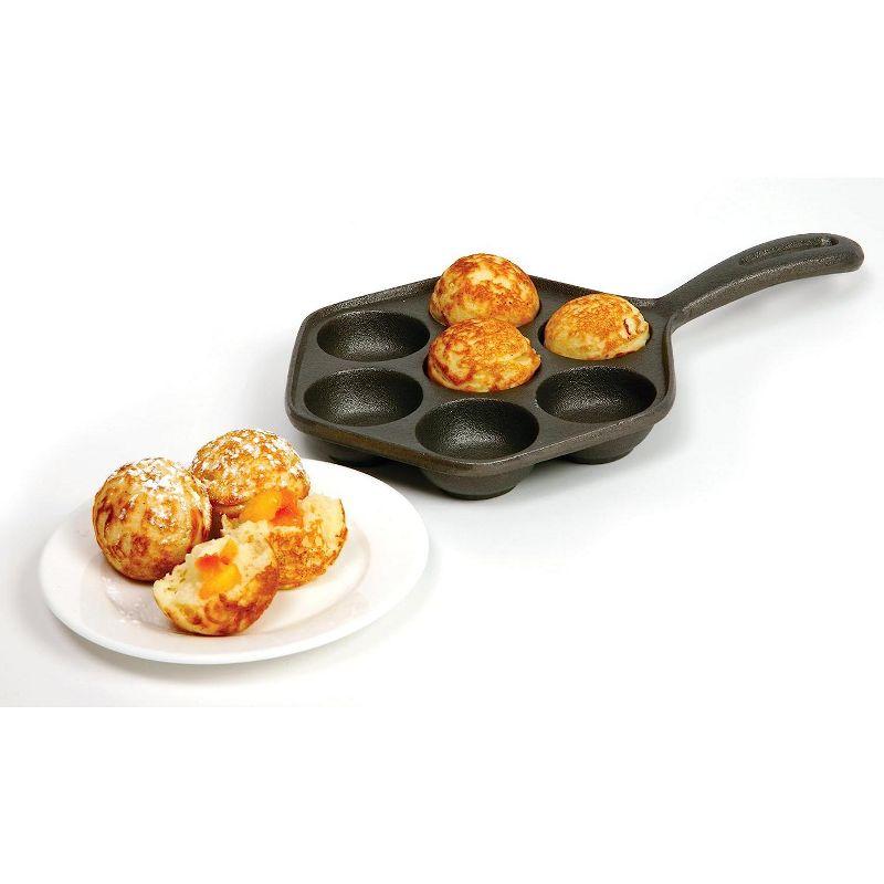 Norpro Cast Iron Stuffed Pancake Pan, Munk/Aebleskiver, 2" / 5cm diameter, Black