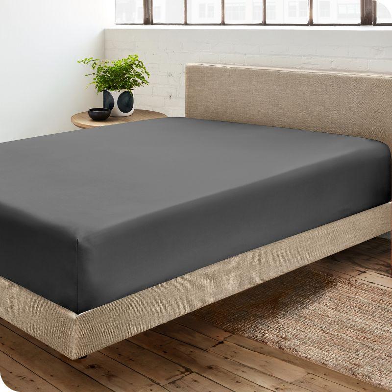 Bare Home Organic Sateen Machine Woven Fitted Sheet
