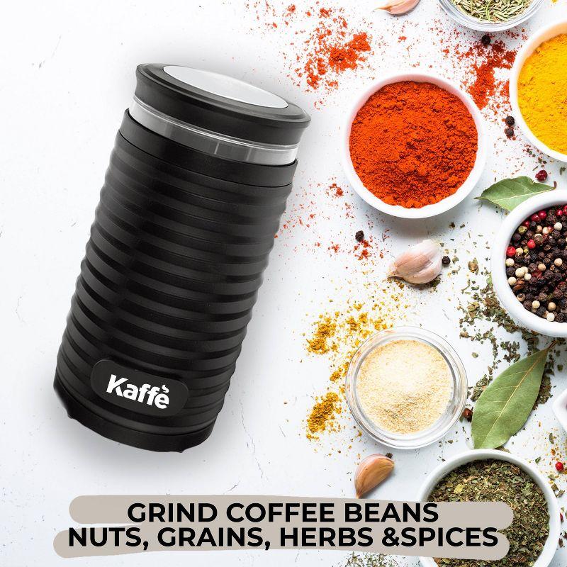Electric Coffee Blade Grinder - Black (Cleaning Brush Included) NEW ROUND MODEL!: Kaffe, Medium to Extra Fine Grind, 3 Cup Capacity