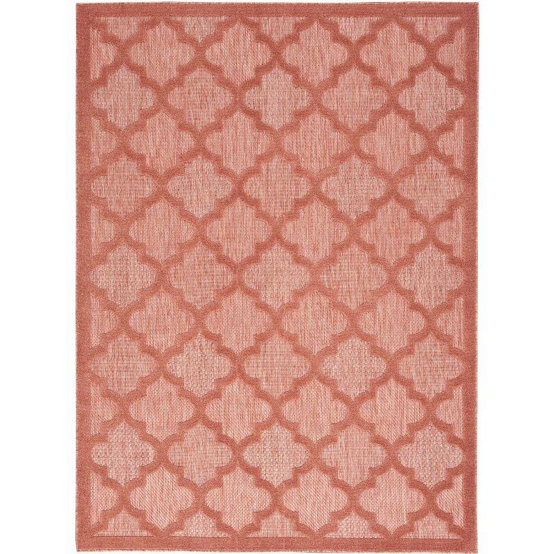 Nourison Easy Care Trellis Flatweave Indoor Outdoor Area Rug 6' x 9' Coral/Orange