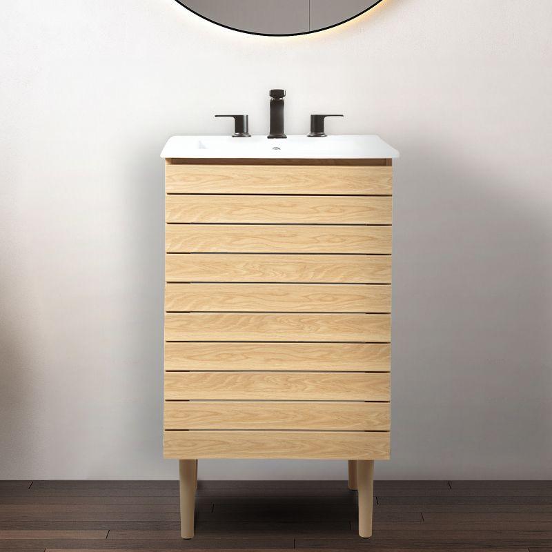 JONATHAN Y VAN1000 Aubert 20 in. W x 18 in. D x 33 in. H Thick Linear Slat Modern 2-Shelf Bath Vanity Cabinet Only (Sink Basin not Included)