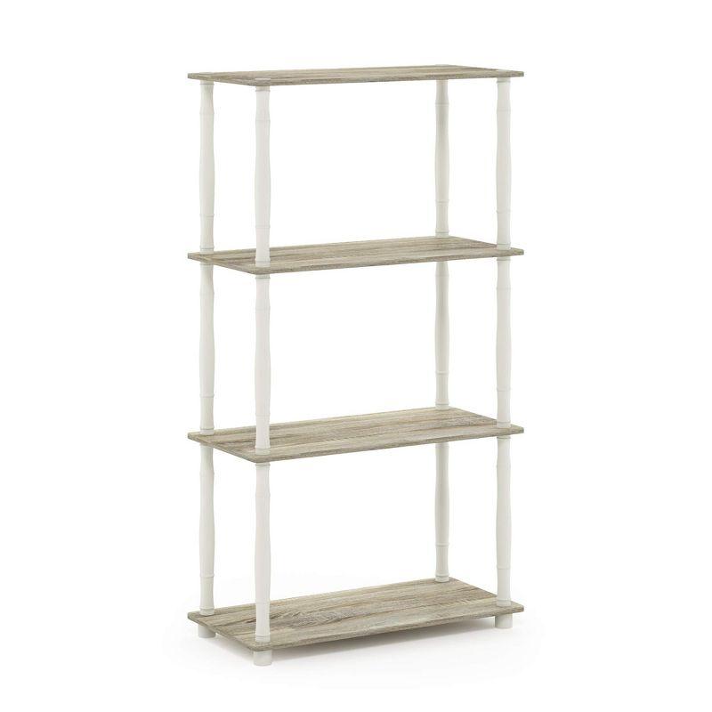 Furinno Modern 4-Tier Decorative Bookshelf Open Multipurpose Bookcase Shelf Display Rack for Living Room&Home Office&Decor,Sonoma Oak/White