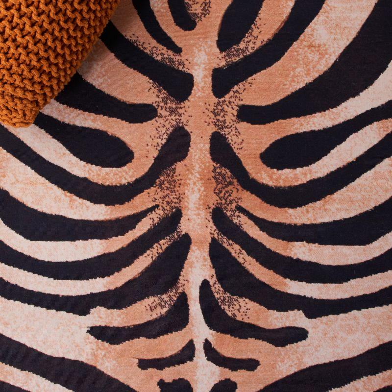 6' x 6' Square Black and Light Orange Faux Fur Rug