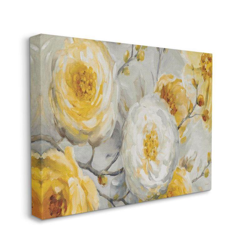 Yellow and White Floral Abstract Canvas Wall Art