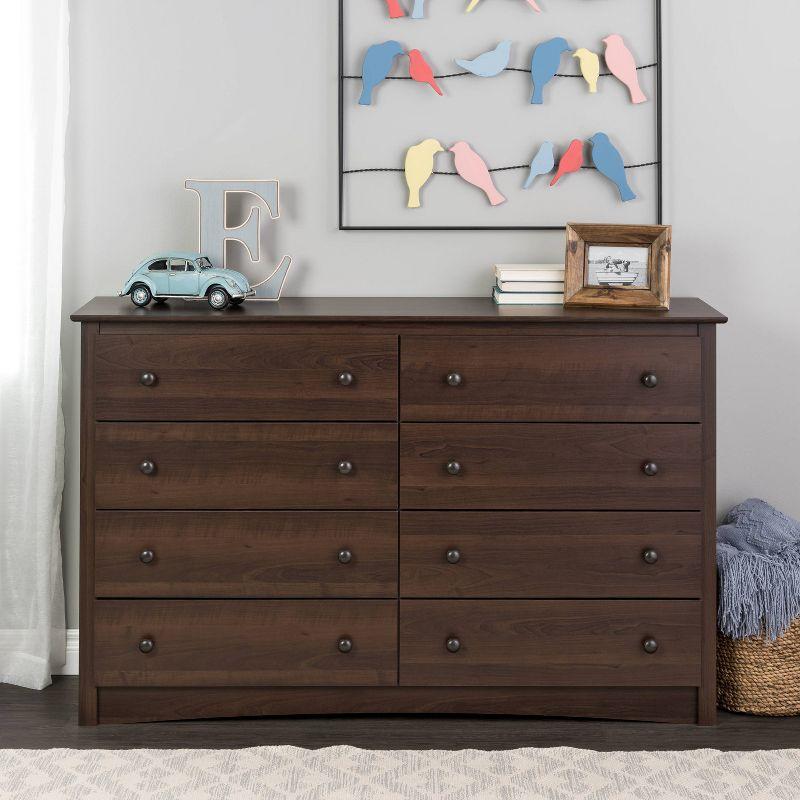 Sonoma 8 Drawer Dresser Espresso - Prepac: Laminated MDF, Metal Hardware, Includes Anti-Tip Kit