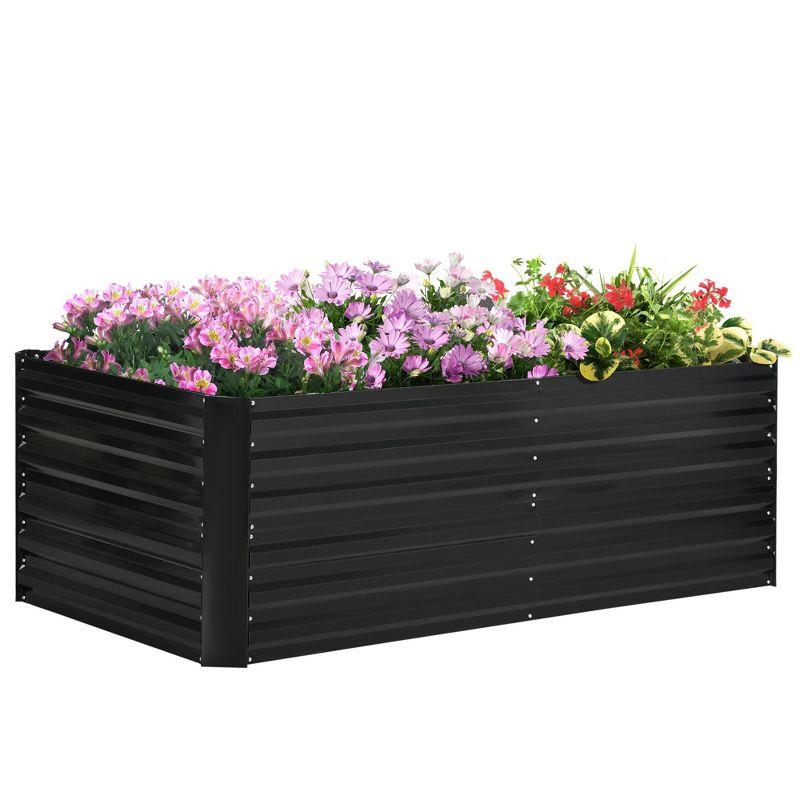 Black Galvanized Steel Outdoor Raised Garden Bed Planter