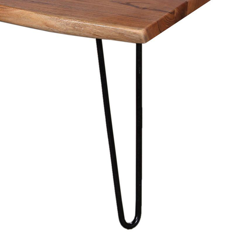 Alaterre Furniture 48" Hairpin Natural Brown Live Edge Large Coffee Table: Acacia Wood, Nylon Floor Protectors