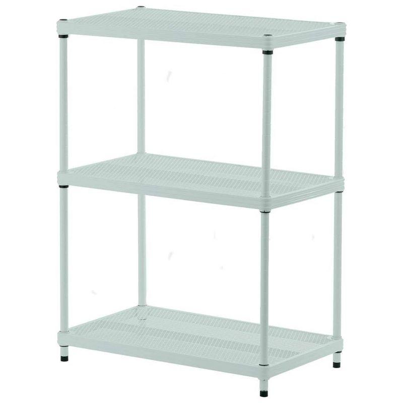 Sage Green 3-Tier Adjustable Metal Mesh Utility Shelving Unit