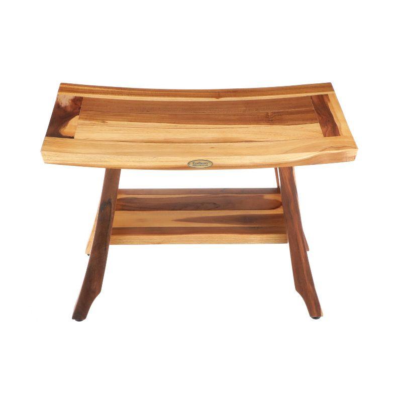 24" Satori ED991 Wide Teak Shower Stool for Shaving Legs - EcoDecors: Rectangular Bathroom Bench, Non-Upholstered