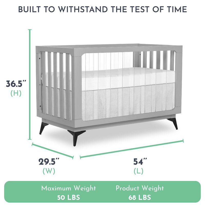 Pebble Grey Acrylic 4-in-1 Convertible Crib with Adjustable Mattress