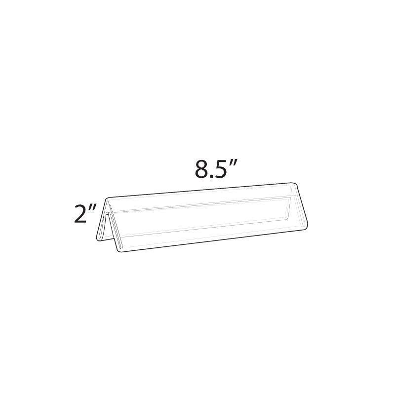 Azar Displays Two Sided Tent Style Clear Acrylic Sign Holder and Nameplate, Size: 8.5" W x 2" H on each side, 10-Pack (Set of 10)