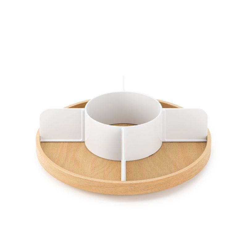 White and Natural Recycled Plastic and Wood Lazy Susan Organizer