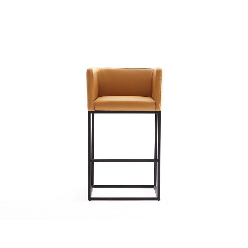 Embassy Metal Counter Height Barstool Clay - Manhattan Comfort: Faux Leather, Low Back, Footrest