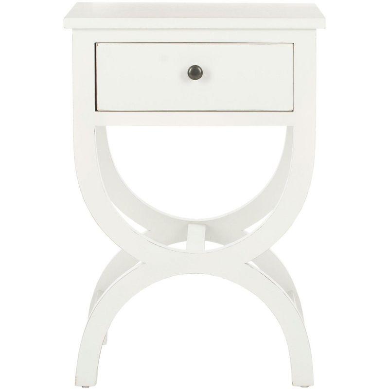 Dalat White Poplar Wood Night Table with Zinc Knob and Storage