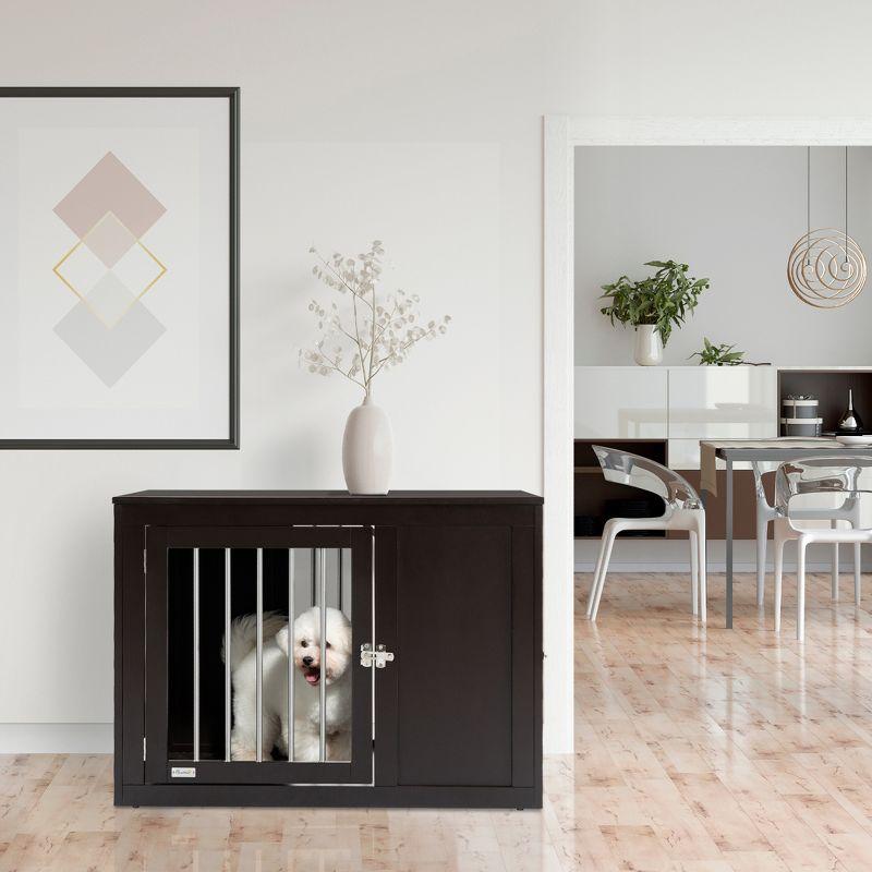 Dual-Function Medium Dog Crate and Coffee Table in Brown & Gray