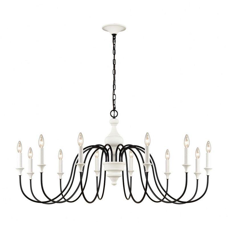 Val de Loire 12-Light White and Black Metal Chandelier