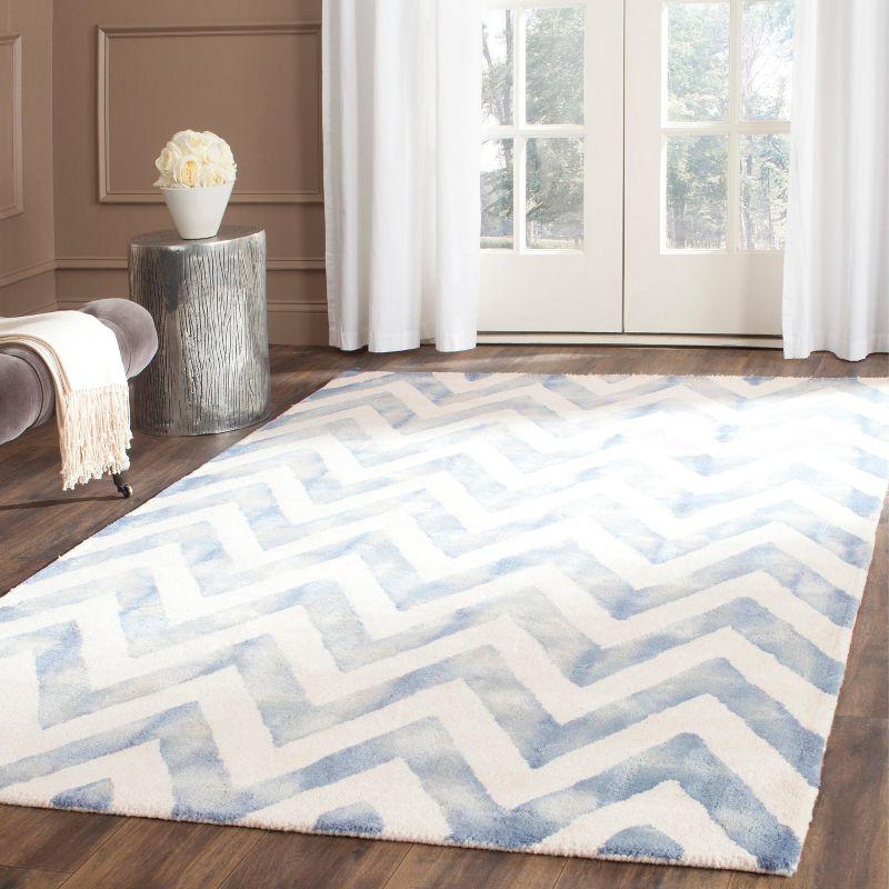 Ivory & Blue Hand-Tufted Wool Rectangular Area Rug