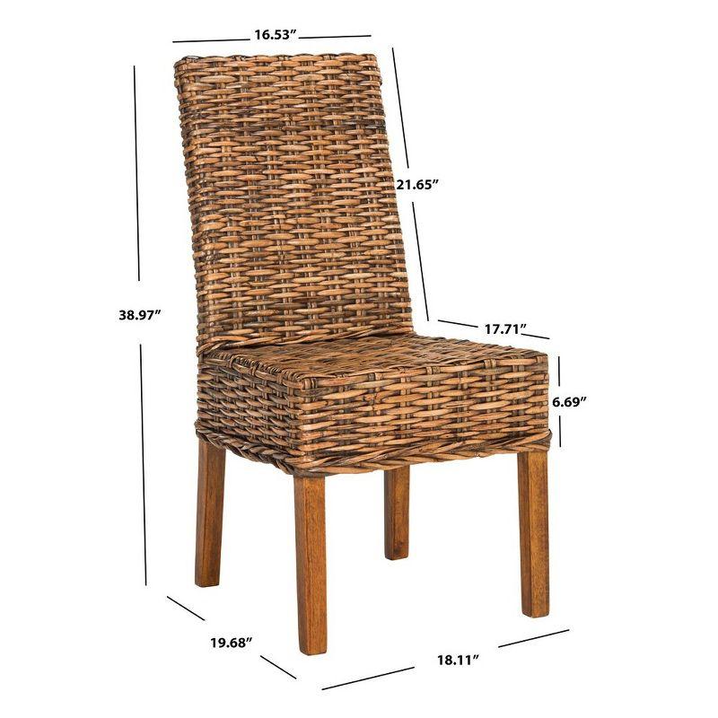 Sanibel 18"H Rattan Side Chair (Set of 2) - Brown - Safavieh