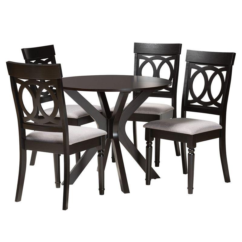 Jessie Modern Gray Fabric and Dark Wood Dining Set