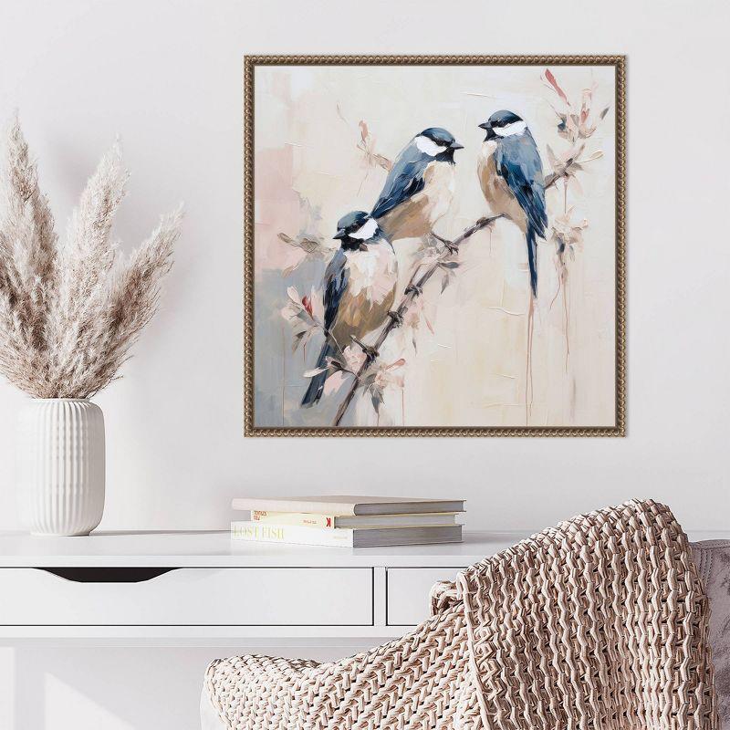 Elegant Bird Silhouettes I Bronze Framed Canvas Wall Art