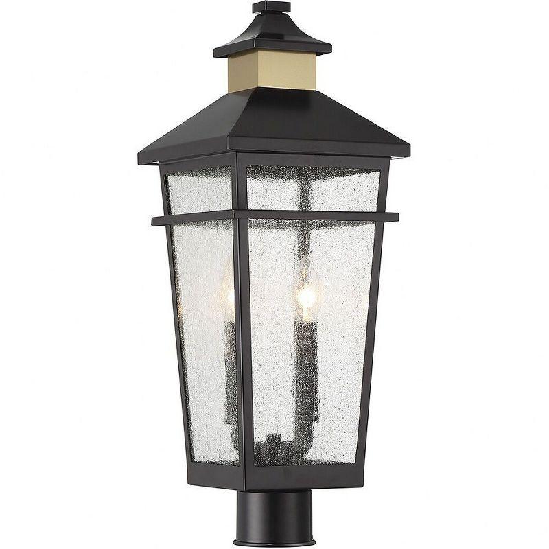 Kingsley 2-Light Outdoor Post Lantern in Matte Black with Warm Brass Accents