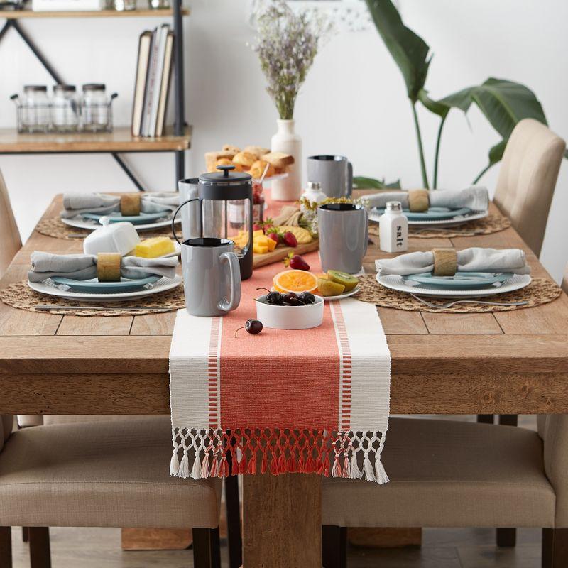 Design Imports  Ribbed Dobby Stripe Table Runner, Spice, 13X72"